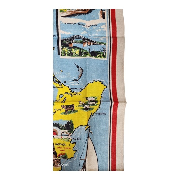 Pure Linen Fast Colours Kitchen Tea Towel New Zealand North Island Map 31x20 - Picture 8 of 16